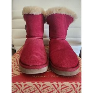 Women Red Faux Fur Boots Size 6